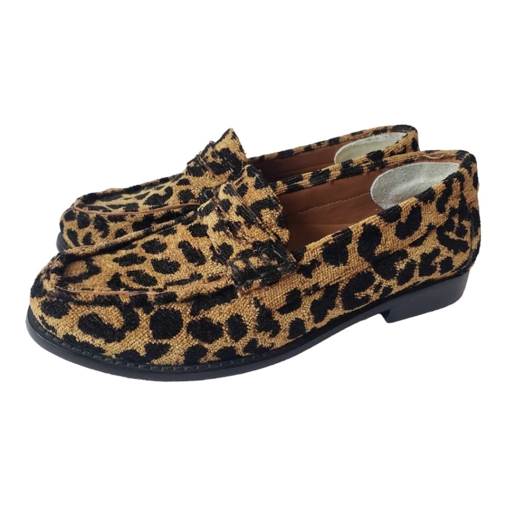 Re/Done 90s Women's Loafers SZ 37 Leopard Tapestry Slip-on Shoes - Picture 2 of 10